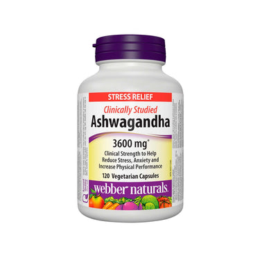 Image of Webber Naturals Ashwagandha Stress Reliever 3,600mg 120-Pack - 1 x 294 Grams